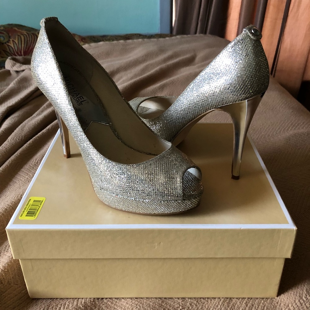 Michael Kors York Platform Silver Heels